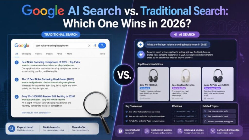 Google AI search vs traditional search